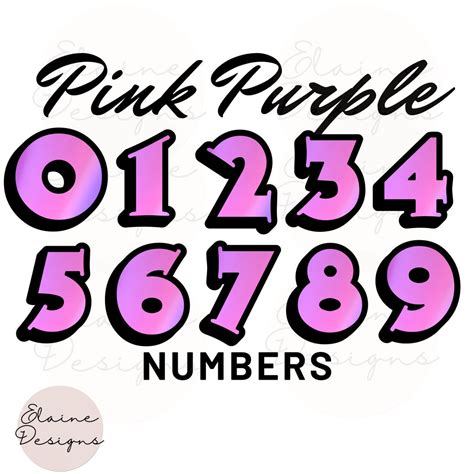 Pink Purple Numbers Pink Numbers Purple Numbers Clipart Digital