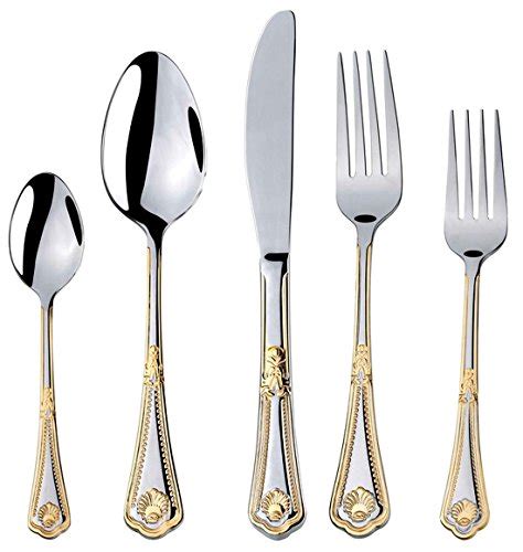 gold flatware cutlery plated silverware stainless accent steel piece service 24k sets gifts flatwares coolest