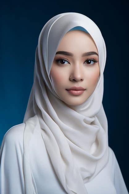 premium photo portrait of a beautiful muslim woman in hijab muslim girl with blue eyes beauty