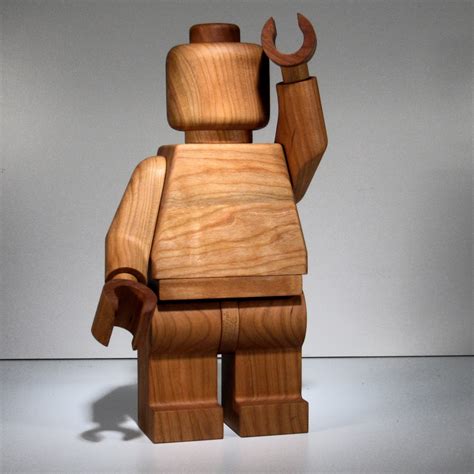 Large Wooden Lego Man Sculpture Cherry Etsy