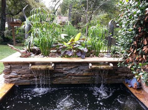 Contemporary Above Ground Koi Pond And Water Garden With Bog Waterfall