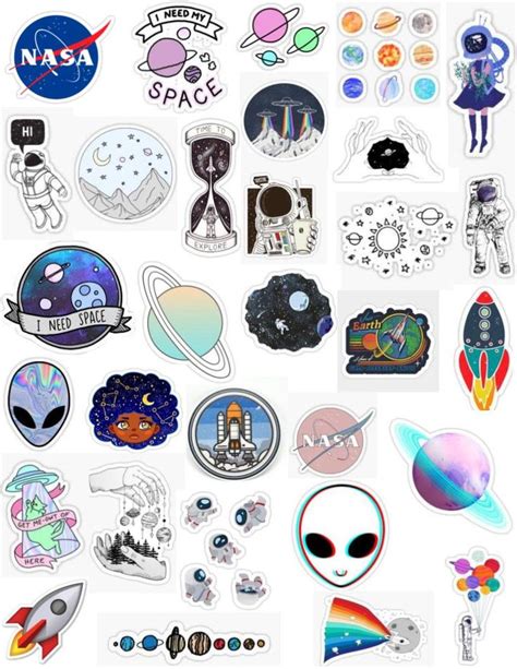 Tumblr Space Sticker Pack Moon Stars Planets Sun Aliens Galaxy Nasa