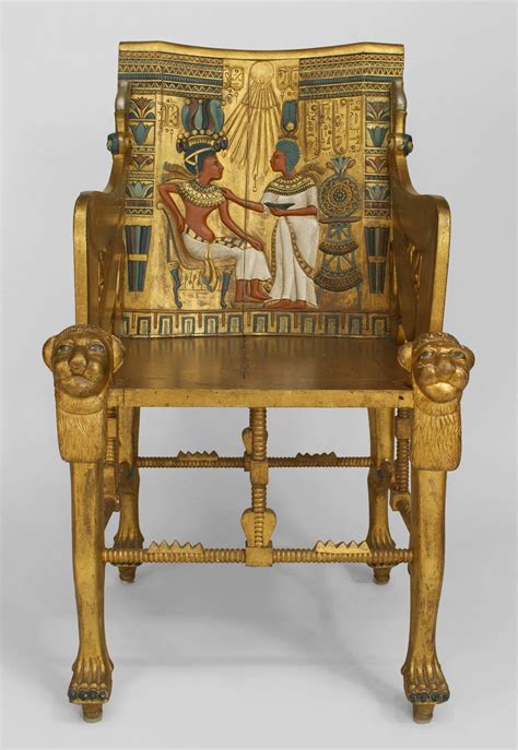 Late 19th c. Egyptian Revival Polychrome Carved Throne Chair | Ancient
