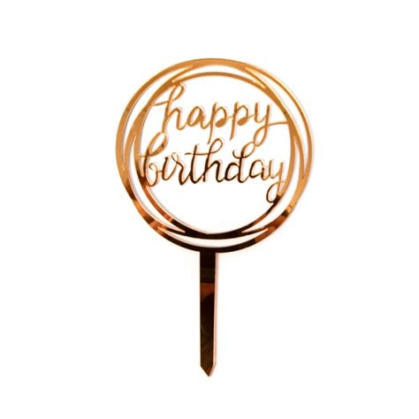 Download Acrylic Cake Topper Gold - Happy Birthday (Circle)