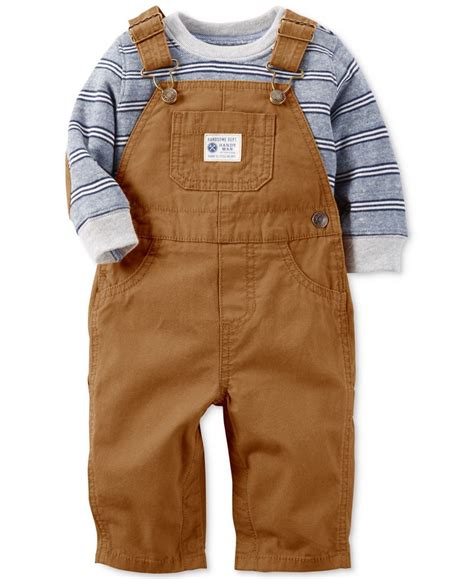 Carters Baby Boys 2 Pc Striped Sweatshirt And Overalls Set Boy