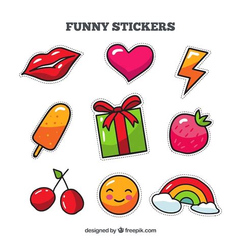 Free Vector Colorful Variety Of Fun Stickers
