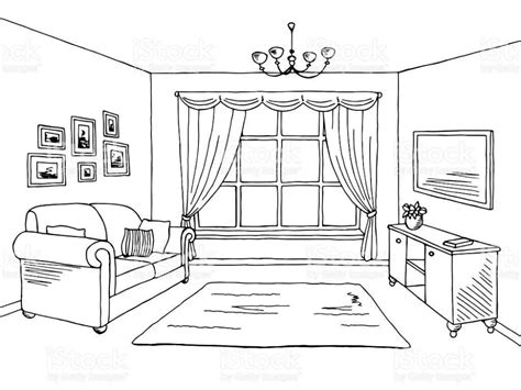 Living Room Drawing Sketch Sketch Coloring Page