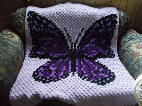 Purple Butterfly Blanket Crochet Pattern By The Crochet Couch C2c