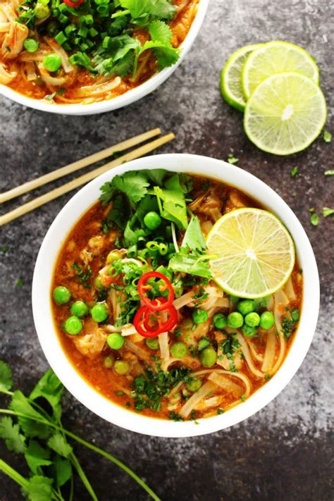 Easy Slow Cooker Thai Chicken Noodle Soup Platings Pairings