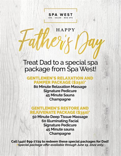 Special Packages For Fathers Day Spa West