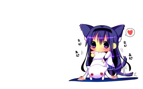 Akemi Homura Animal Ears Blush Catgirl Cat Smile Chibi