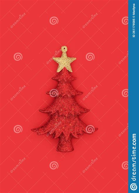 Christmas Tree Red Bauble Glitter Decoration Stock Image Image Of