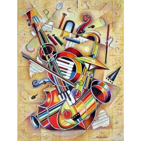 Paintings by old masters, modern and contemporary artists, famous and less known fine art. Israel Rubinstein - Music VII | Jewish Art Oil Painting Gallery