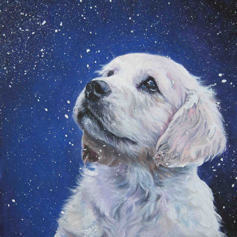 Golden Retriever Dog Portrait Art Print Of La Shepard Painting 8x8