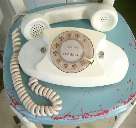 Vintage White Rotary Dial Phone Princess Phone Original