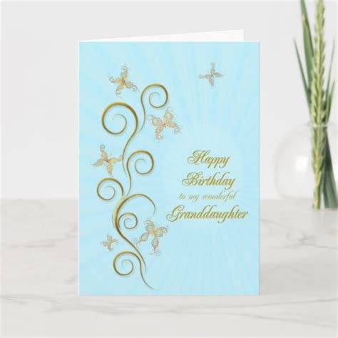 For Granddaughter Birthday Golden Butterflies Card