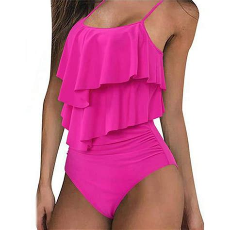 Hawee Hawee Womens Tankini Swimsuits High Waisted Bathing Suits Tummy Control Ruffled Top