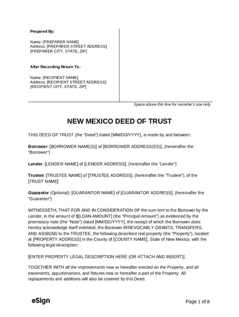 New Mexico Deed Of Trust Doc Template Pdffiller