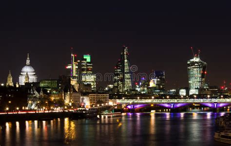 London City Skyline At Night Royalty Free Stock Photos