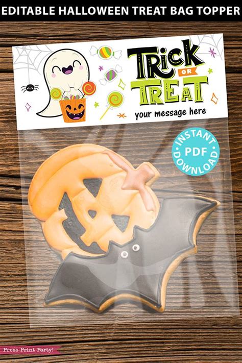 Halloween Treat Bag Topper Printable Trick Or Treat Press Print Party
