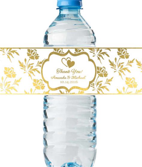Personalized Wedding Water Bottle Labels Real Metallic Print Lowest