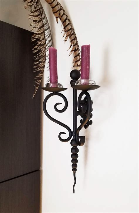 Home Décor Iron Candle Holder Wrought Iron Wall Handmade And Vintage