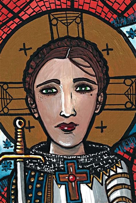 St Jeanne Darc Modern Iconography Acrylic And Gouache Ink 5 X 7