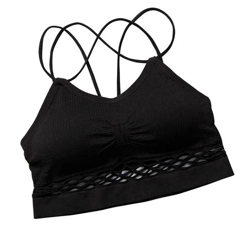 solid black and white women fashion bra sexy hollow out straps tube tops soft push up deep v cross
