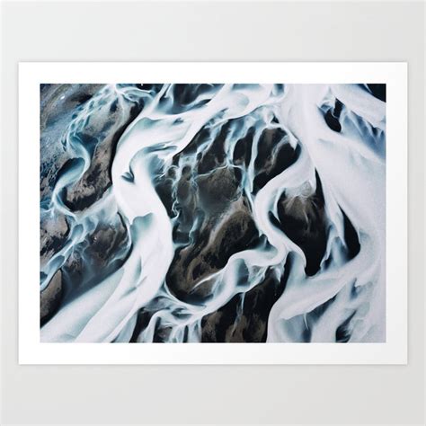 Aerial Of An Abstract River In Iceland Art Print By Michael Schauer