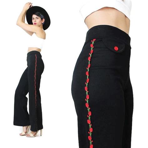 90s Black Flared Trousers Mariachi Pants Side By Honeymoonmuse Diy