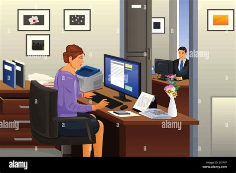 Male Secretary To Female Boss Stock Vector Images Alamy