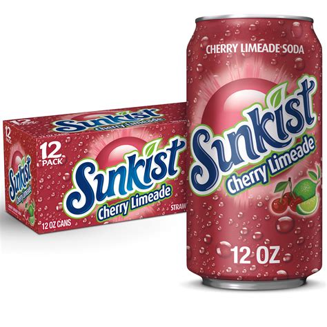 Sunkist Cherry Limeade Soda 12 Fl Oz Cans 12 Pack