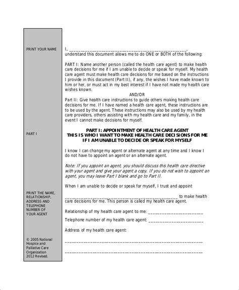 Free 8 Sample Advance Directive Forms In Pdf