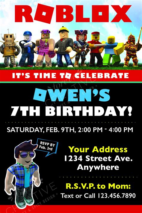 Roblox Birthday Party Invitation Digital Download Easy To Etsy