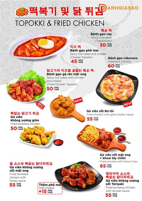 Menu Busan Korean Food Gò Vấp Món ăn Chuẩn Vị Hàn Quốc