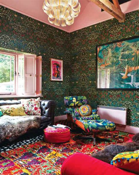 bohemian interiors  color  interior decorating ideas