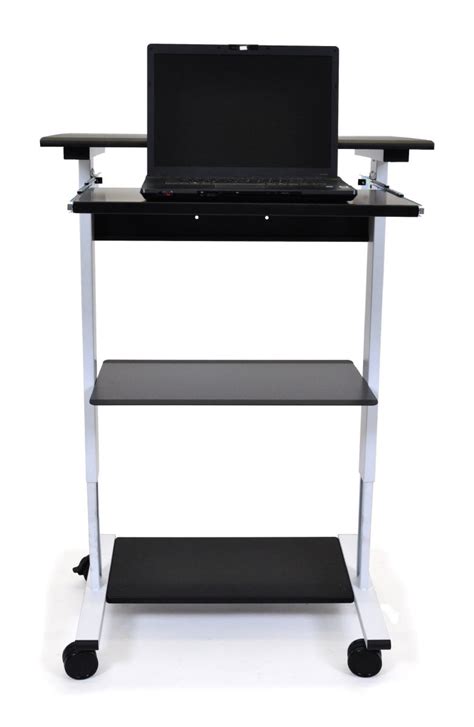 Reap the ergonomic health benefits of this stand up workstation. Luxor Three Shelf Adjustable Stand Up Workstation