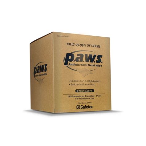 Paws® Antimicrobial Hand Wipes Safetec