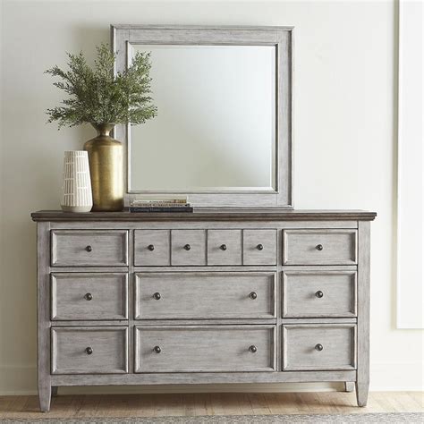 Liberty Furniture Heartland Transitional 9 Drawer Dresser And Mirror
