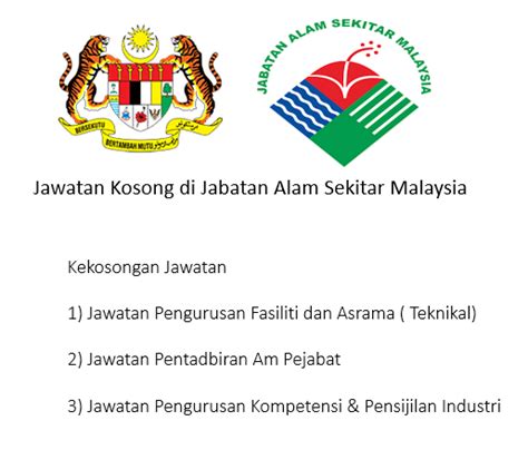 Jabatan alam sekitar (jas) jas kat tkt 4 bangunan seri kinta. Jawatan Kosong di Jabatan Alam Sekitar Malaysia