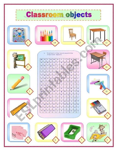 Classroom Objects Worksheet Free Esl Printable