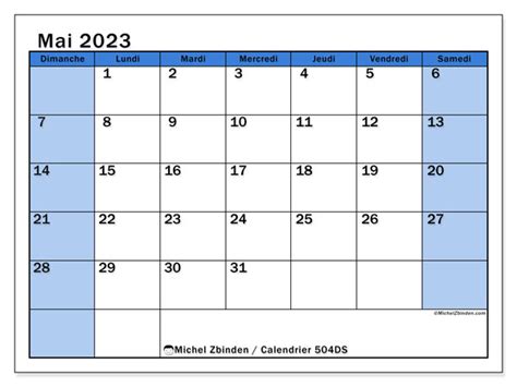 Calendrier Mai 2023 à Imprimer “504ds” Michel Zbinden Lu