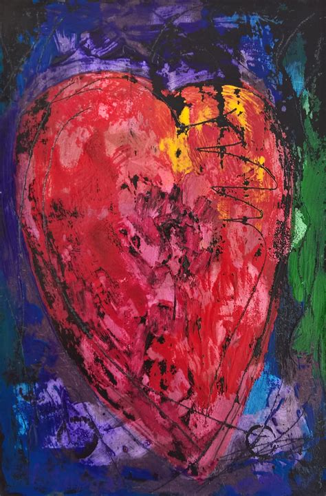 Heart Wall Art Purple Red Abstract Wall Painting By Iryna Sapsai