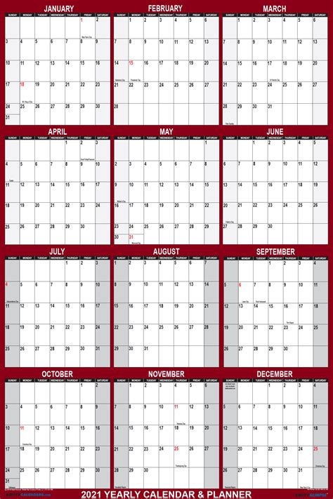 2021 Wall Calendar 24 X 36 Folded Maroon Swift Calendars