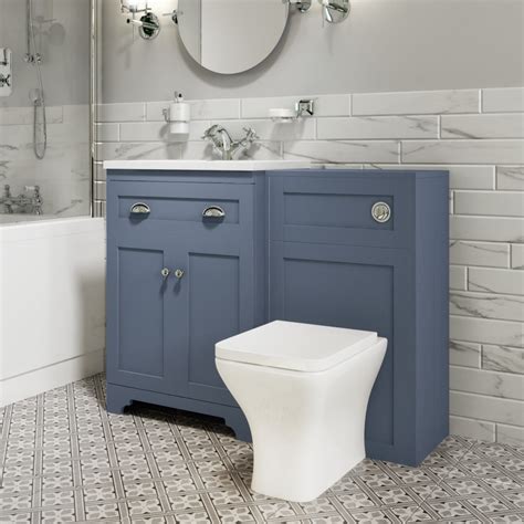1100mm Toilet And Basin Combination Unit Modern Toilet Blue