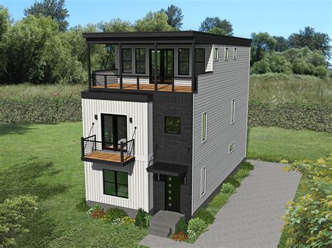 Modern Contemporary 3 Story Home Plan With Ideal For Narrow Lot