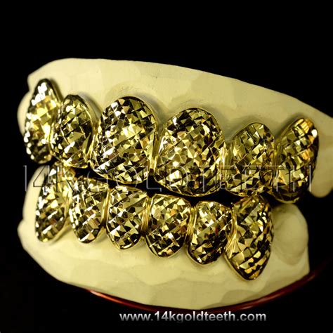 Silver Diamond Cut Grillz With 18k Yellow Gold Plated SP 115