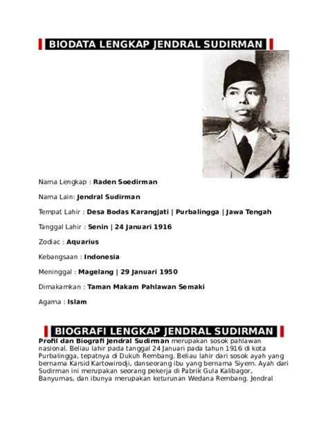 Biografi Jendral Sudirman Gambaran