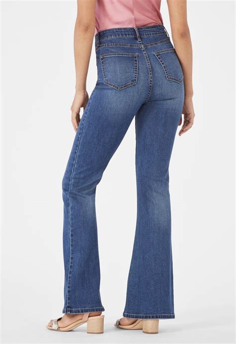 Patch Pocket Flare Jeans In Bohemian Blue Get Great Deals At Justfab