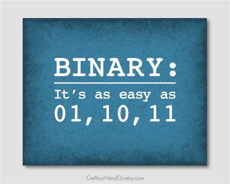 Binary Its As Easy As 01 10 11 Computer Geek Poster Etsy Computer